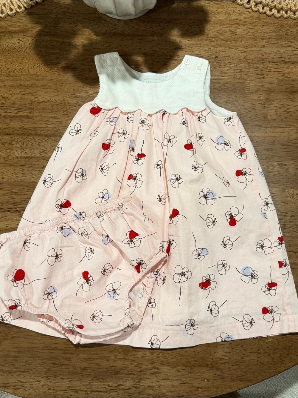 Baby Girls Pink Cherry Print Pajama Dress with Bloomers